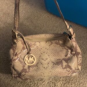 Michael Kors Snakeskin Shoulder Bag - Cream and Brown